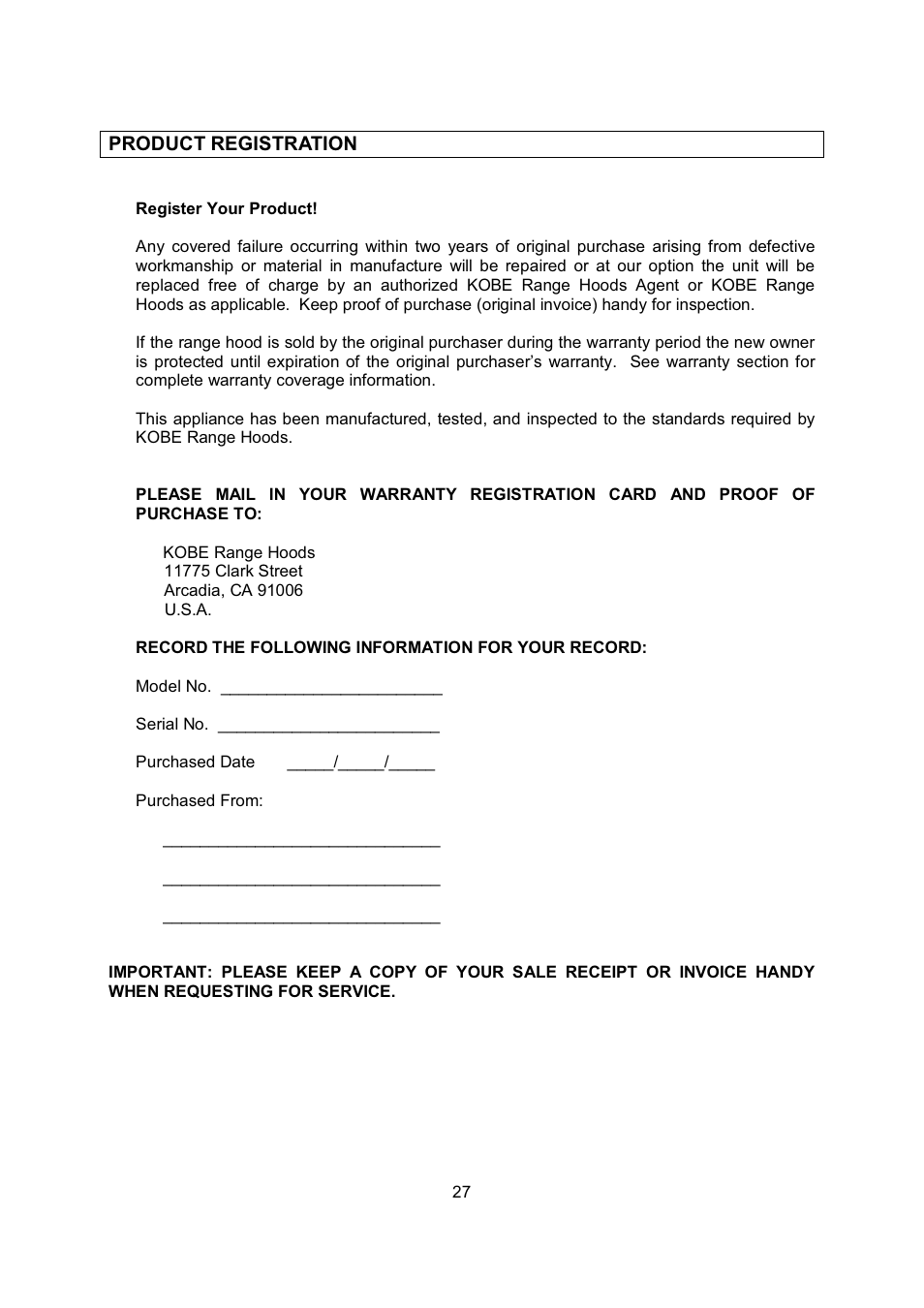 Kobe Range Hoods CH-100 CH0030SQB User Manual | Page 29 / 84