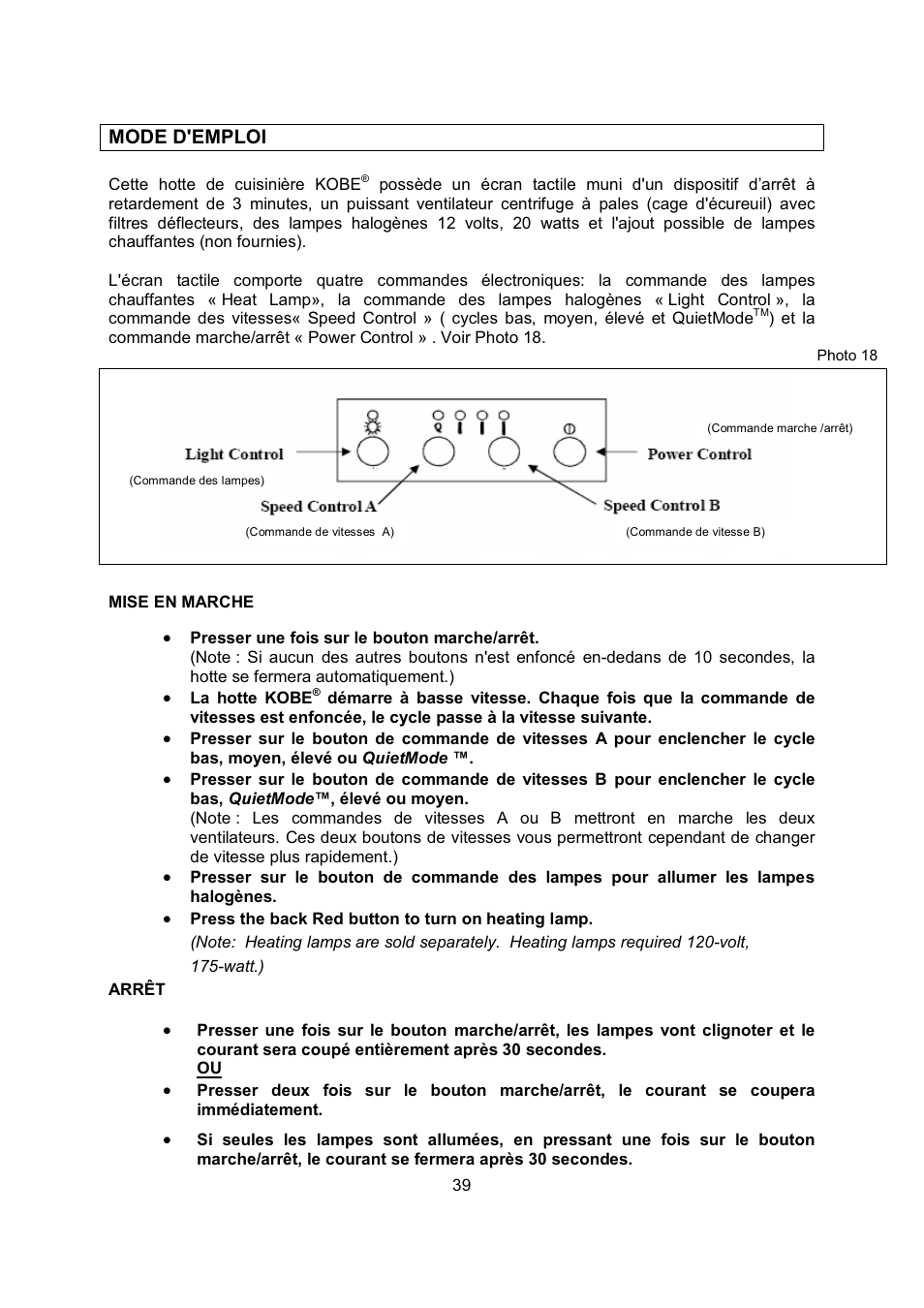 Mode d'emploi | Kobe Range Hoods CH-100 CH0030SQB User Manual | Page 41 / 84