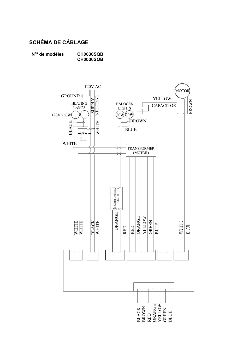 Schéma de câblage | Kobe Range Hoods CH-100 CH0030SQB User Manual | Page 50 / 84