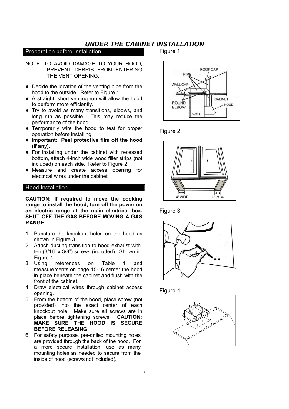 Under the cabinet installation | Kobe Range Hoods CH-100 CH0030SQB User Manual | Page 9 / 84