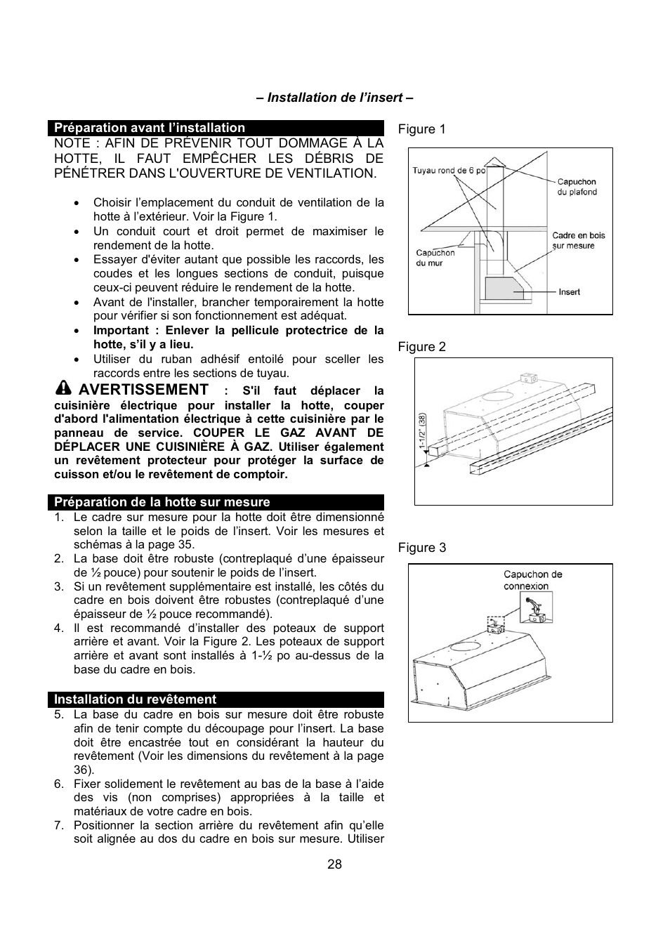 Avertissement | Kobe Range Hoods IN-027 User Manual | Page 30 / 69