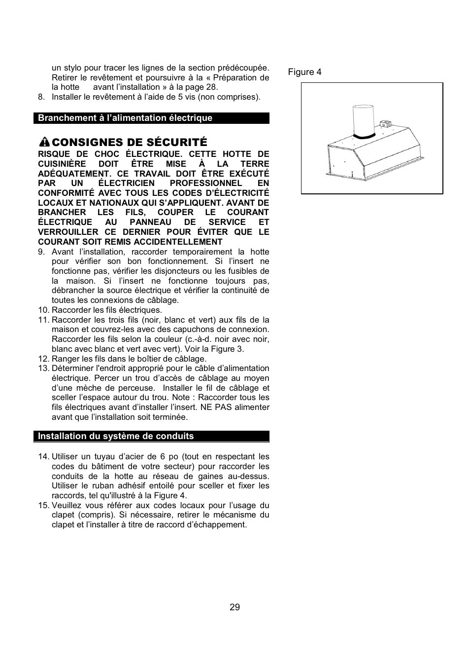 Consignes de sécurité | Kobe Range Hoods IN-027 User Manual | Page 31 / 69