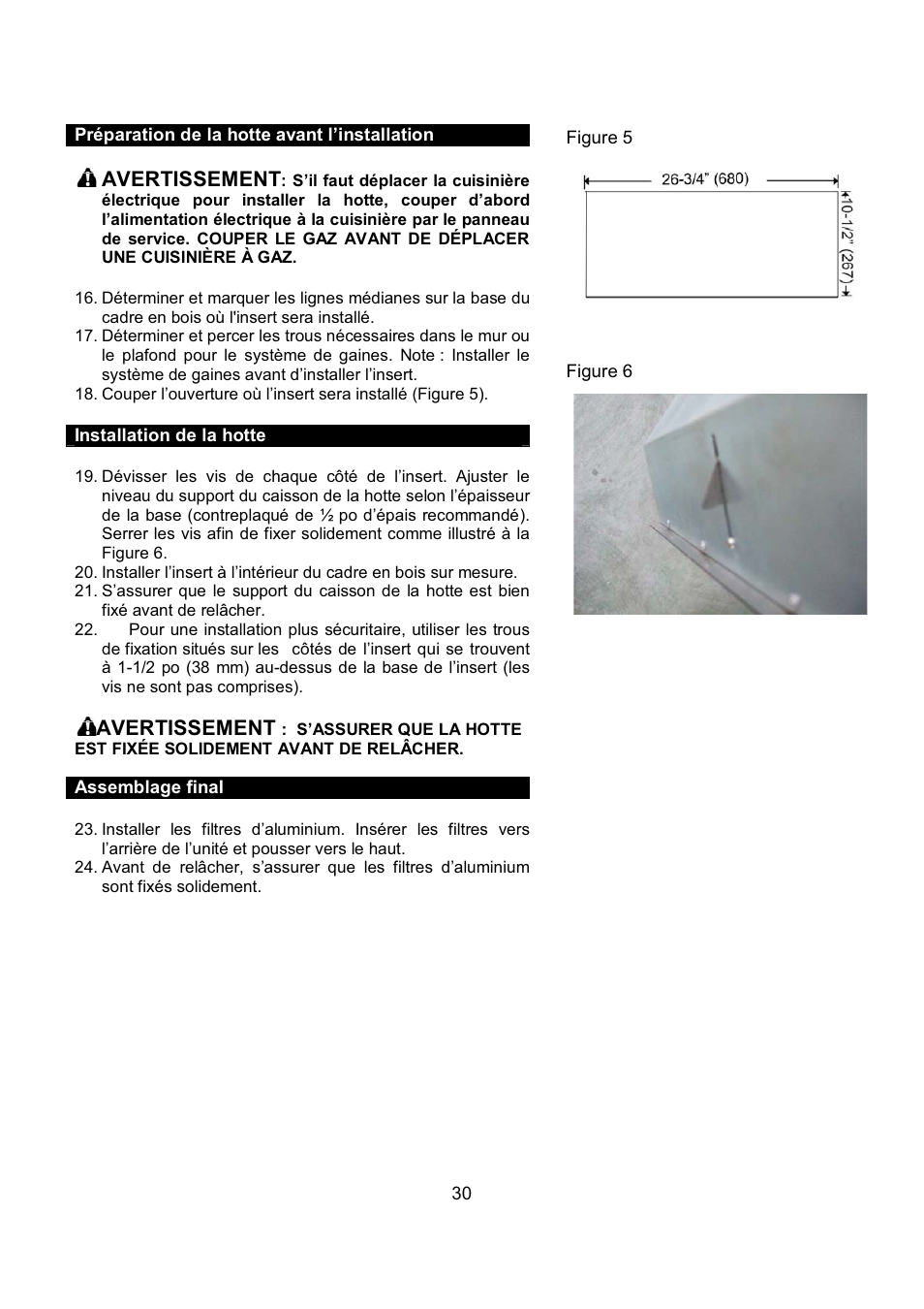 Avertissement | Kobe Range Hoods IN-027 User Manual | Page 32 / 69