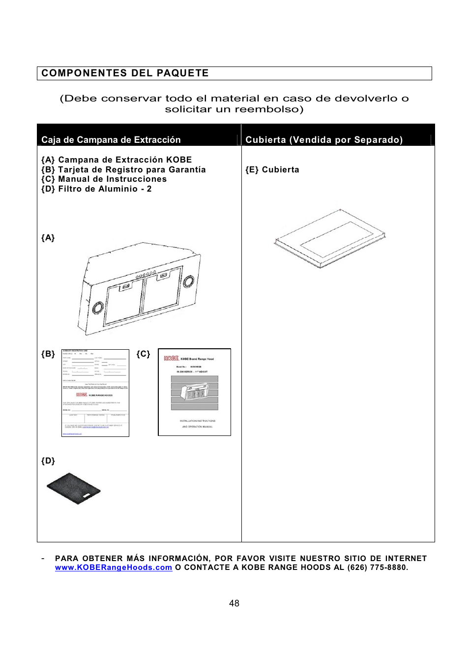 Kobe Range Hoods IN-027 User Manual | Page 50 / 69