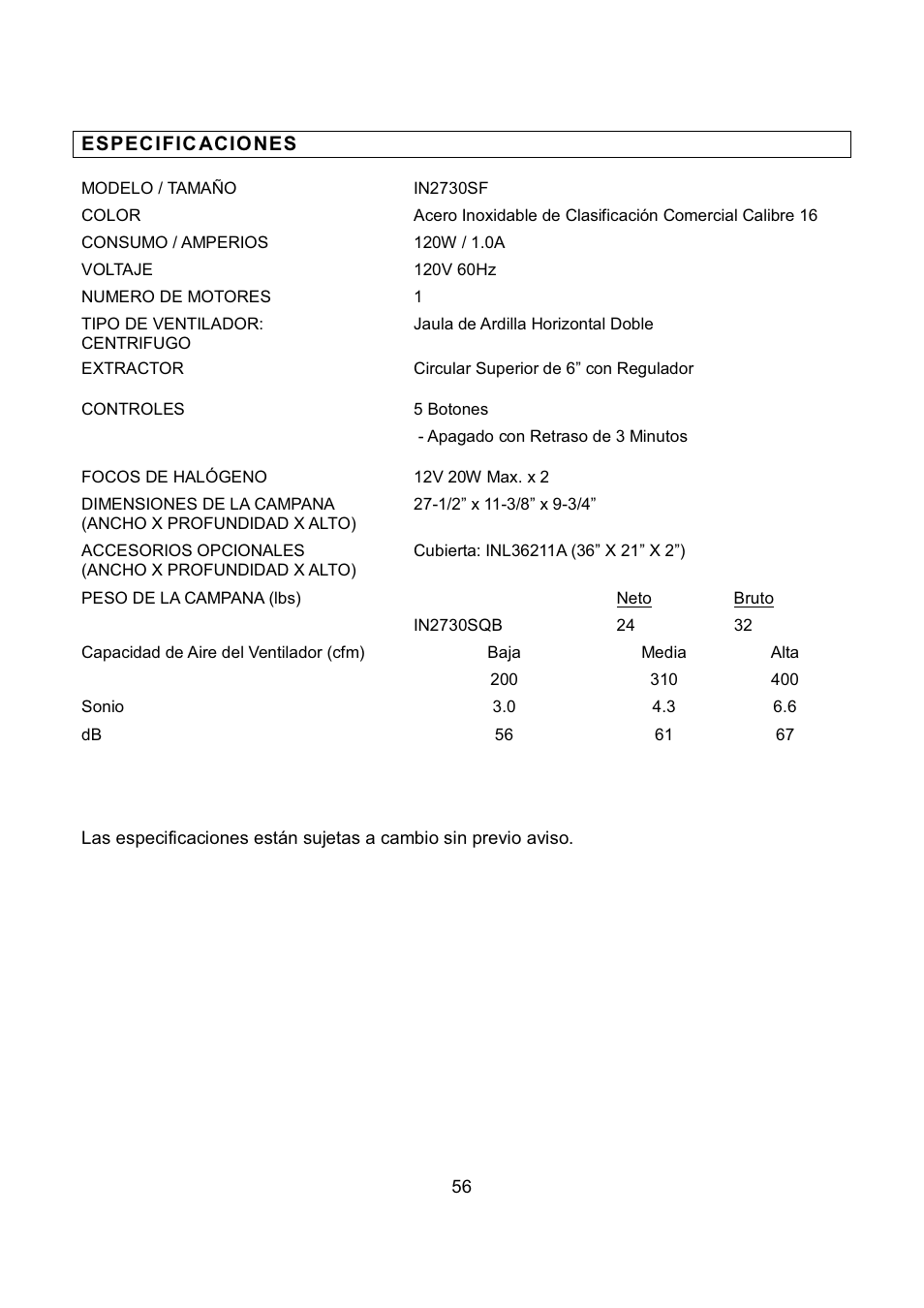 Kobe Range Hoods IN-027 User Manual | Page 58 / 69