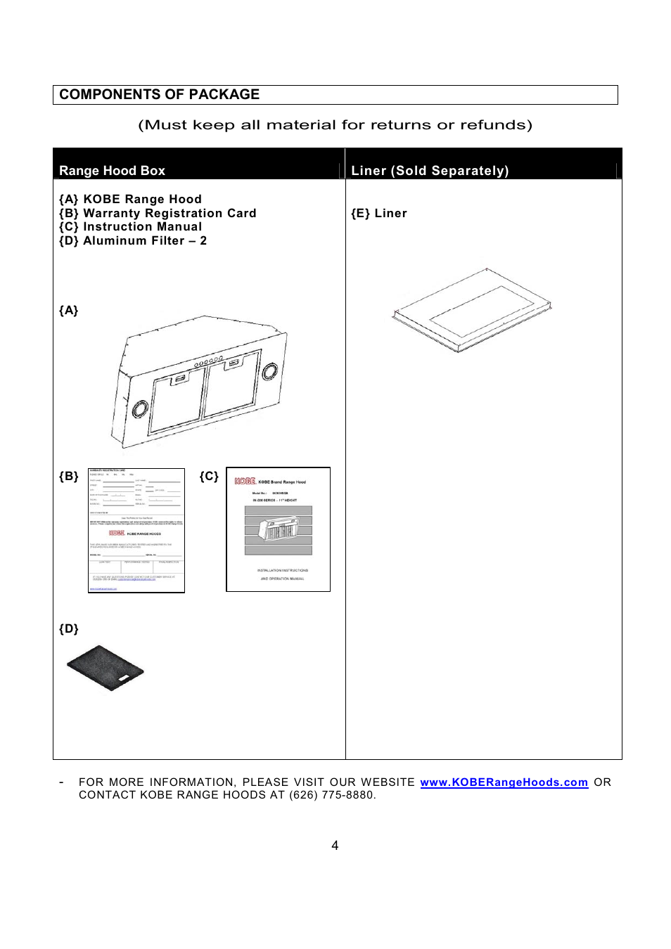 Kobe Range Hoods IN-027 User Manual | Page 6 / 69