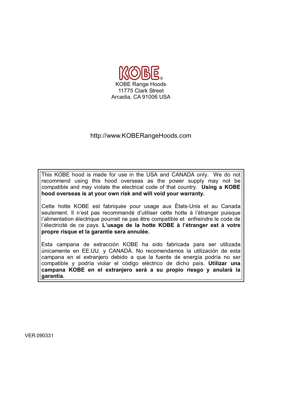 Kobe Range Hoods IN-027 User Manual | Page 69 / 69