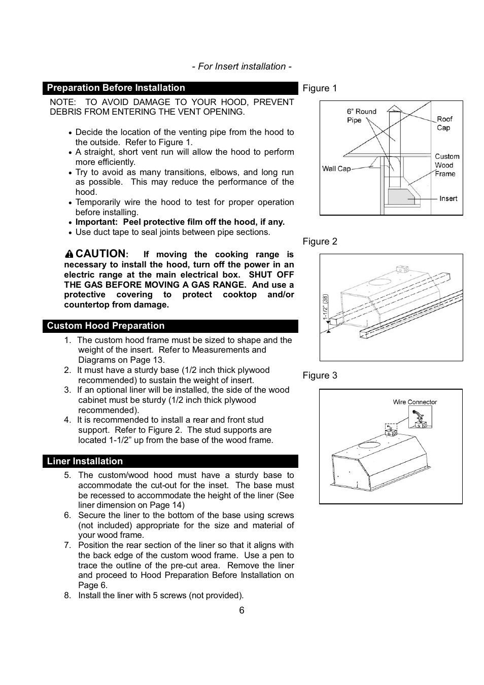 Caution | Kobe Range Hoods IN-027 User Manual | Page 8 / 69
