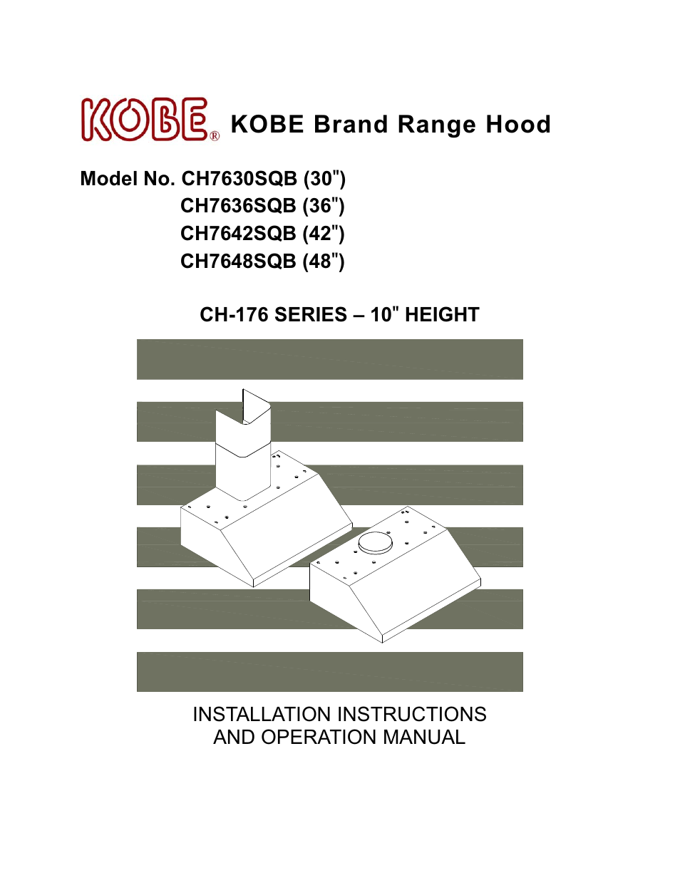 Kobe Range Hoods CH7630SQB User Manual | 109 pages