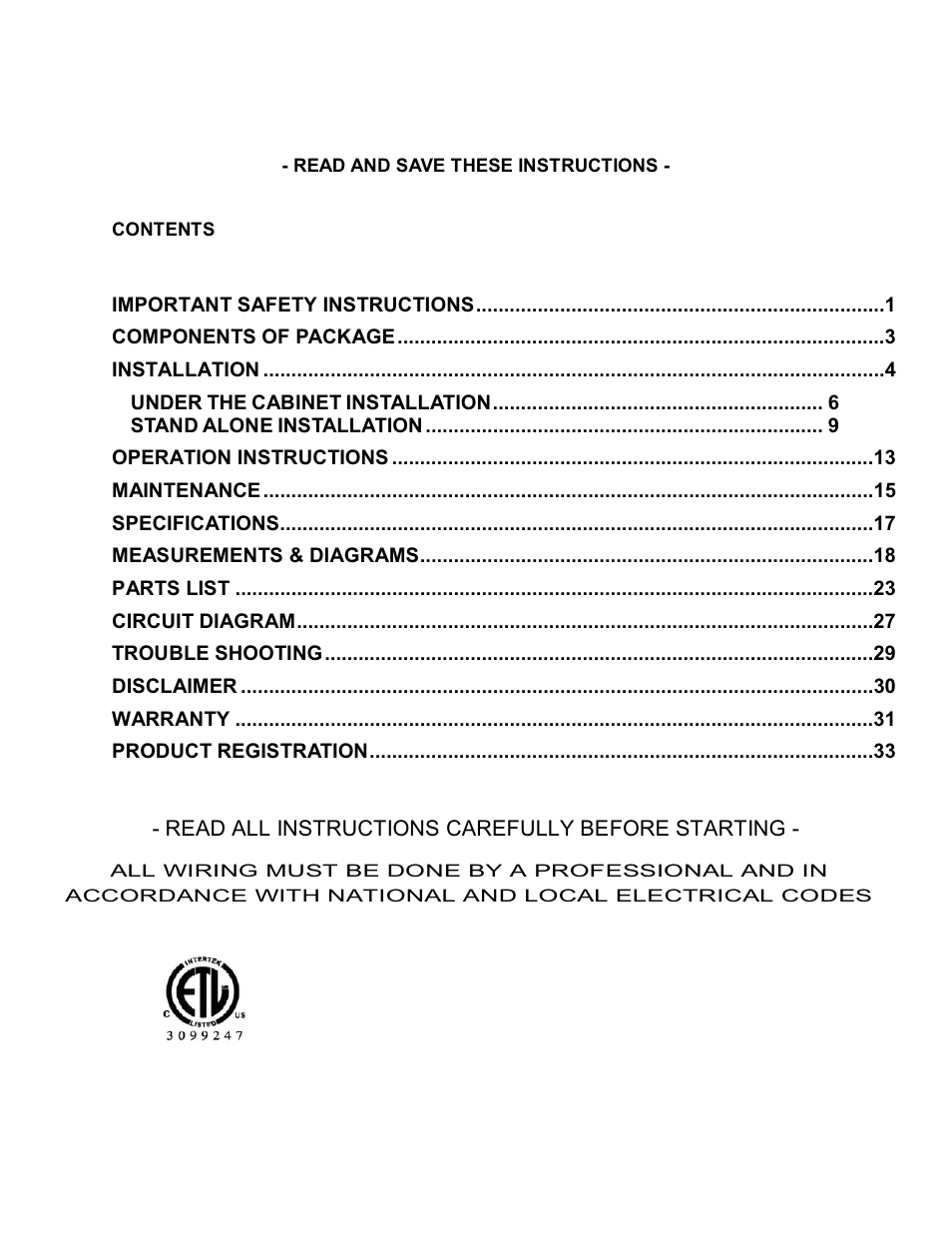 Kobe Range Hoods CH7630SQB User Manual | Page 2 / 109
