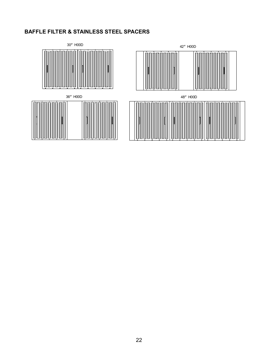 22 baffle filter & stainless steel spacers | Kobe Range Hoods CH7630SQB User Manual | Page 24 / 109