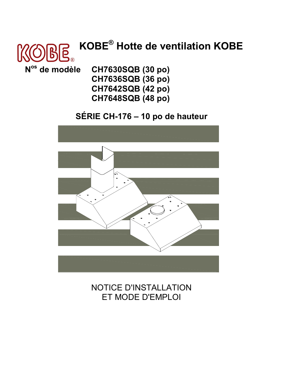 Kobe, Hotte de ventilation kobe | Kobe Range Hoods CH7630SQB User Manual | Page 37 / 109