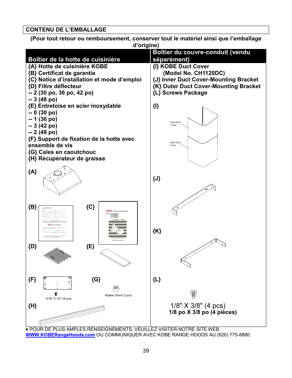 Kobe Range Hoods CH7630SQB User Manual | Page 41 / 109