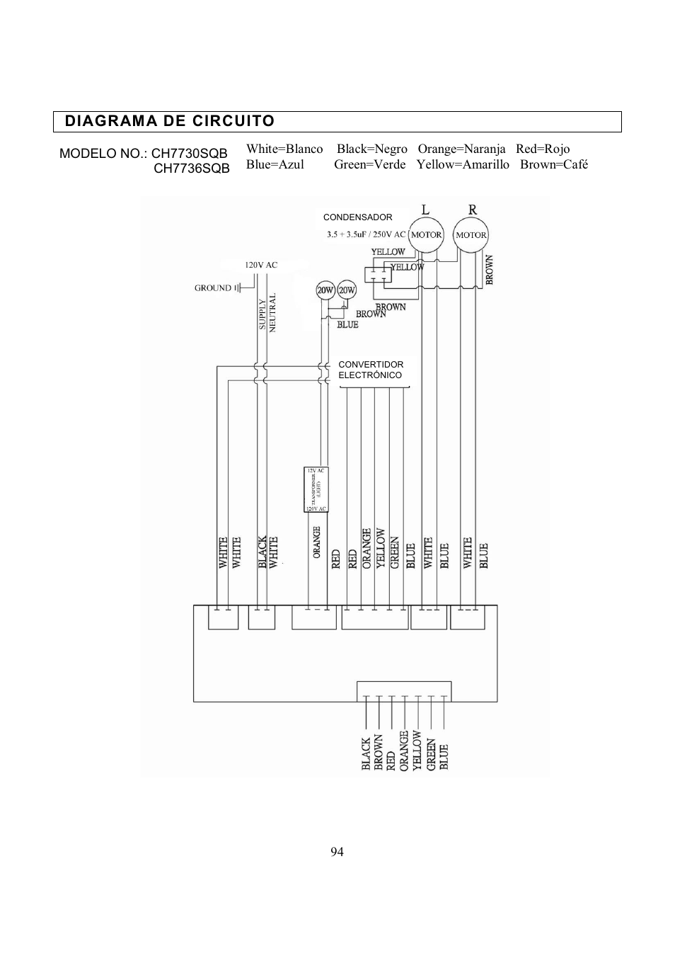 Diagram a de circuito | Kobe Range Hoods CH7742SQB User Manual | Page 101 / 108