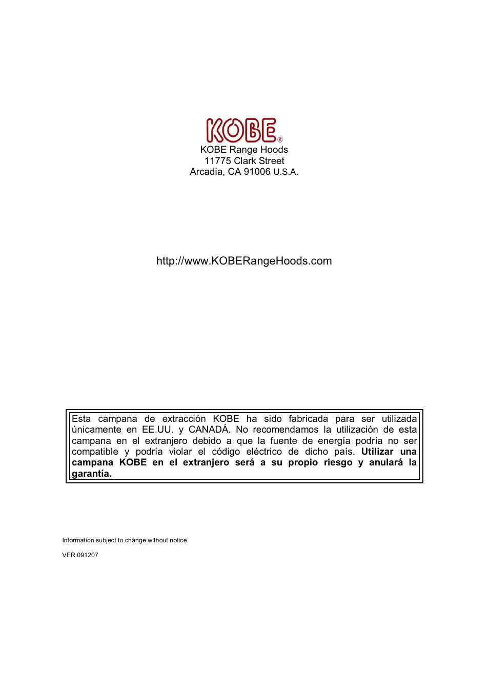 Kobe Range Hoods CH7742SQB User Manual | Page 108 / 108