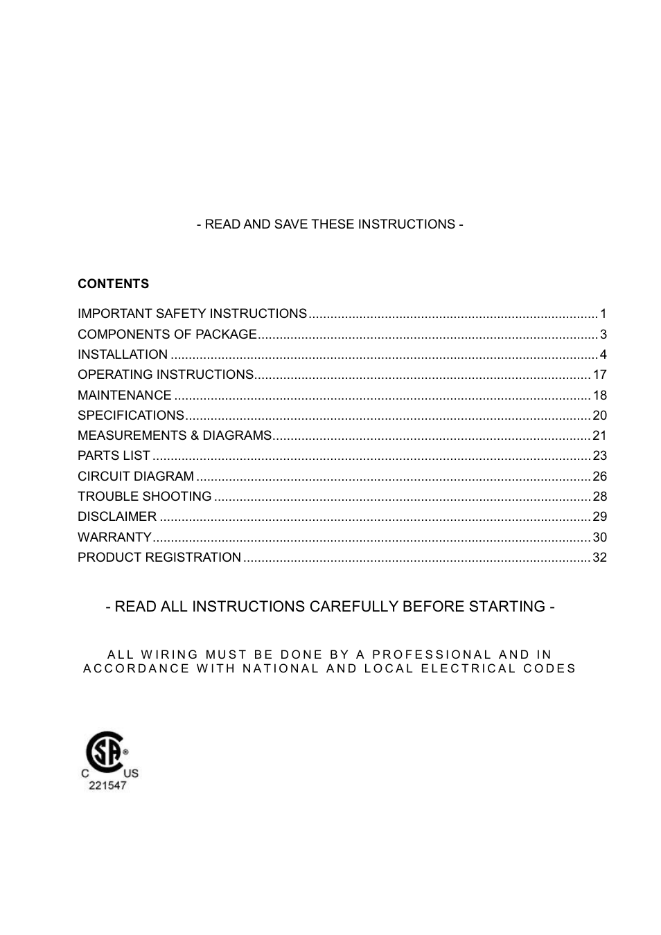 Read all instructions carefully before starting | Kobe Range Hoods CH7742SQB User Manual | Page 2 / 108