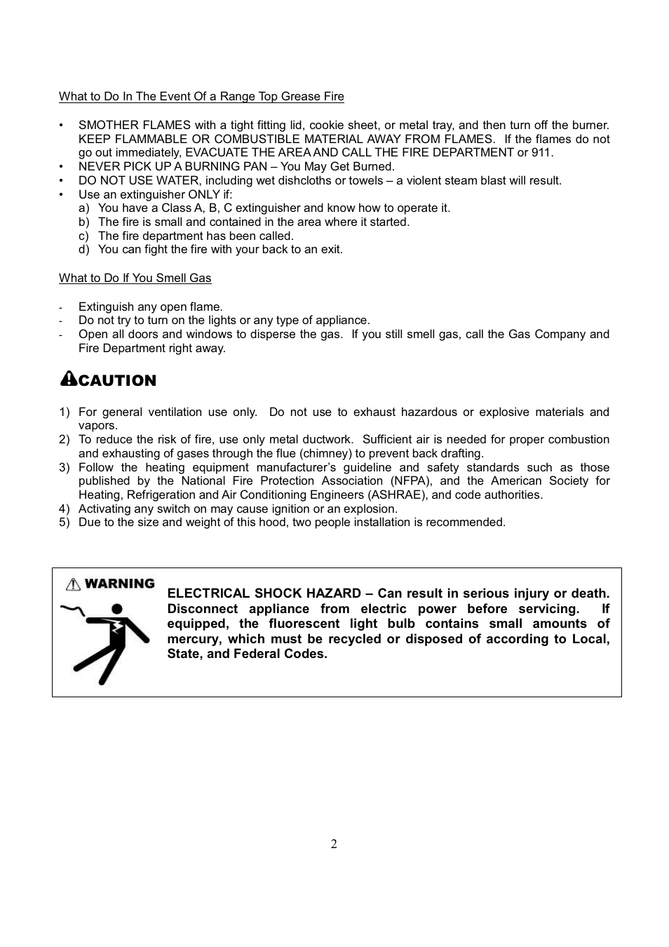 Caution | Kobe Range Hoods CH7742SQB User Manual | Page 4 / 108