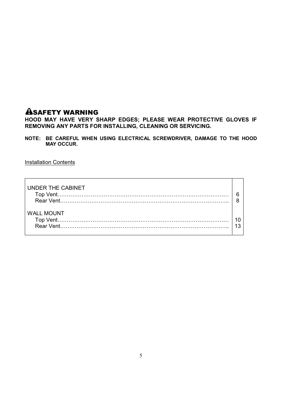 Safety warning | Kobe Range Hoods CH7742SQB User Manual | Page 7 / 108