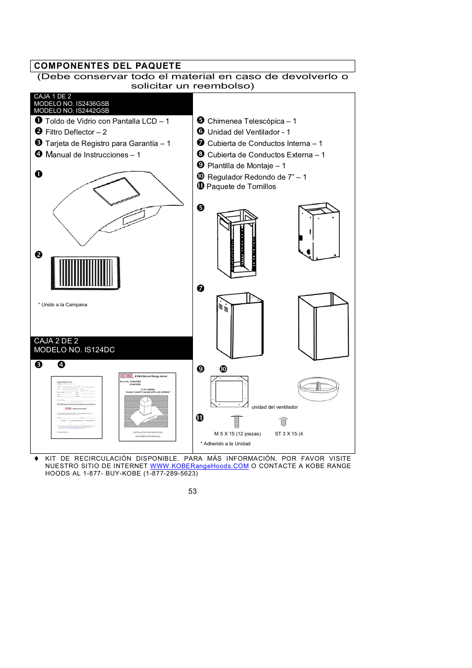 Kobe Range Hoods ISLAND GLASS CANOPY WITH LCD SCREEN IS2442GSB User Manual | Page 57 / 78