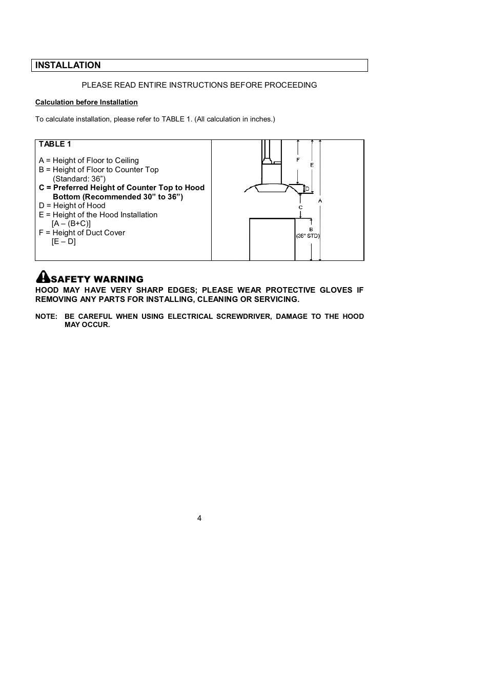 Kobe Range Hoods ISLAND GLASS CANOPY WITH LCD SCREEN IS2442GSB User Manual | Page 6 / 78