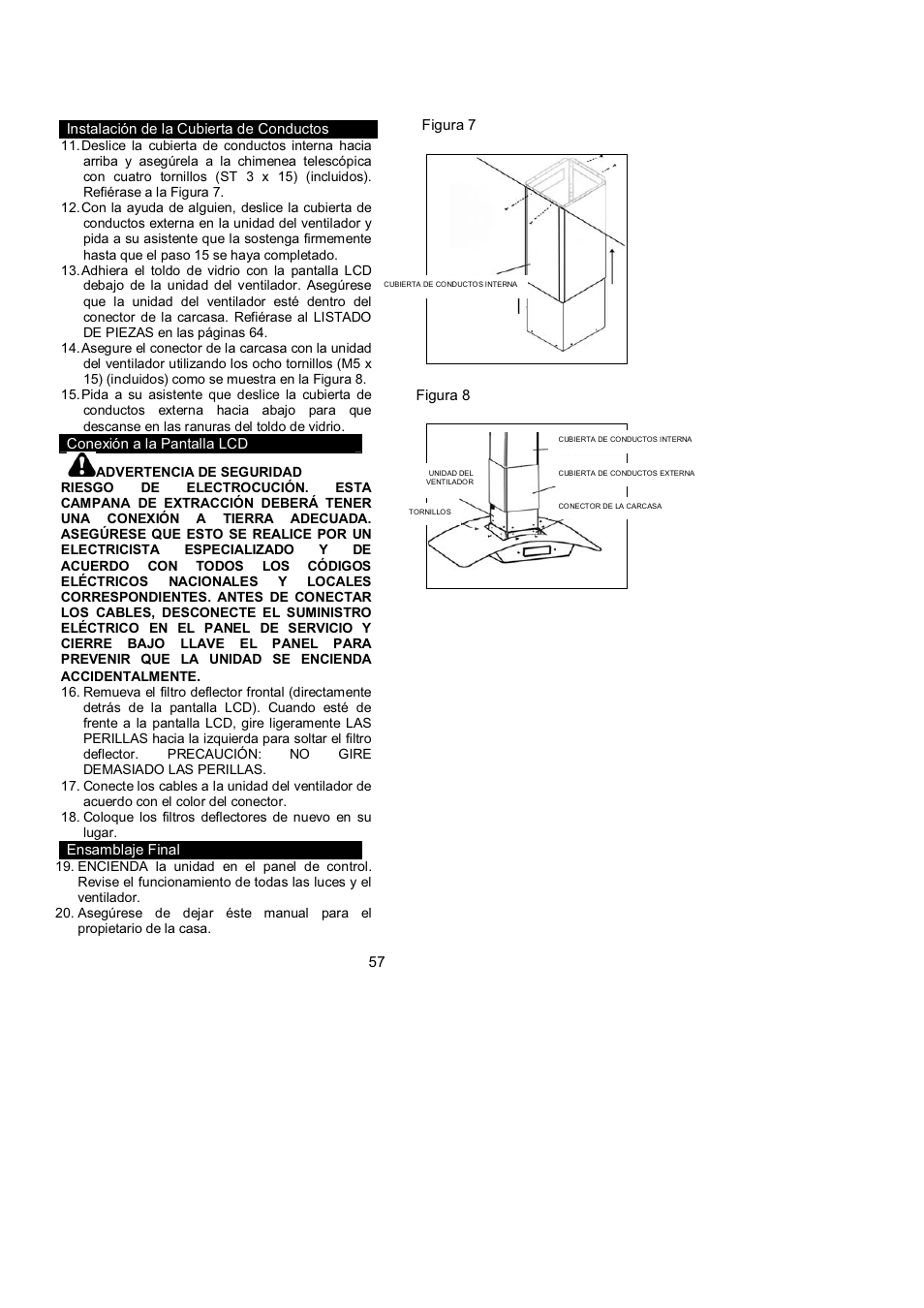 Kobe Range Hoods ISLAND GLASS CANOPY WITH LCD SCREEN IS2442GSB User Manual | Page 61 / 78