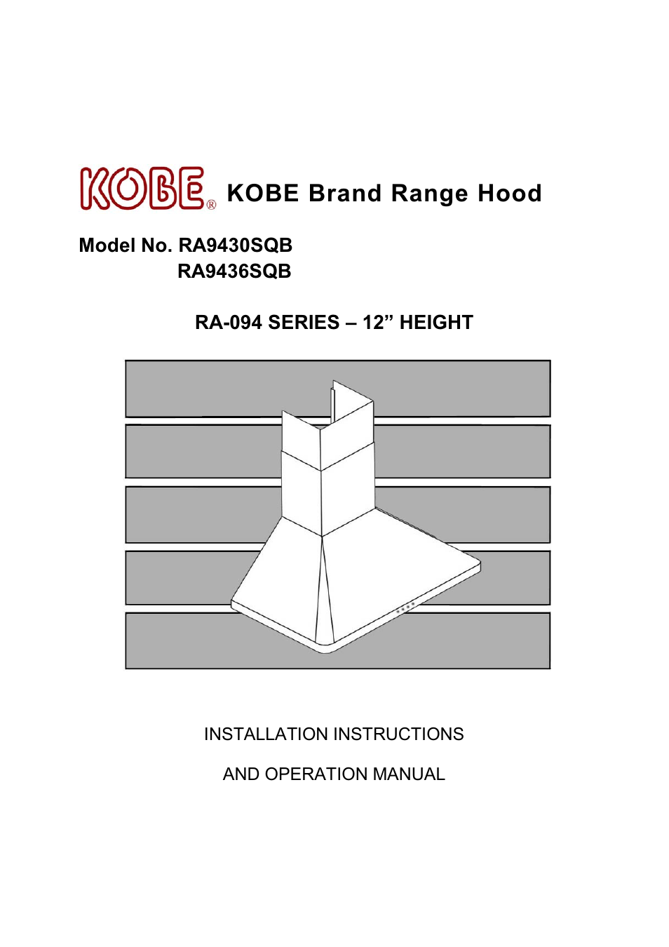 Kobe Range Hoods RA9430SQB User Manual | 71 pages