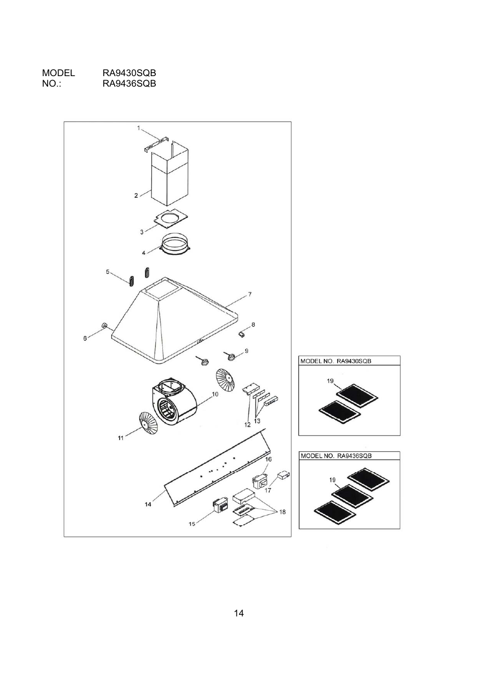 Kobe Range Hoods RA9430SQB User Manual | Page 16 / 71