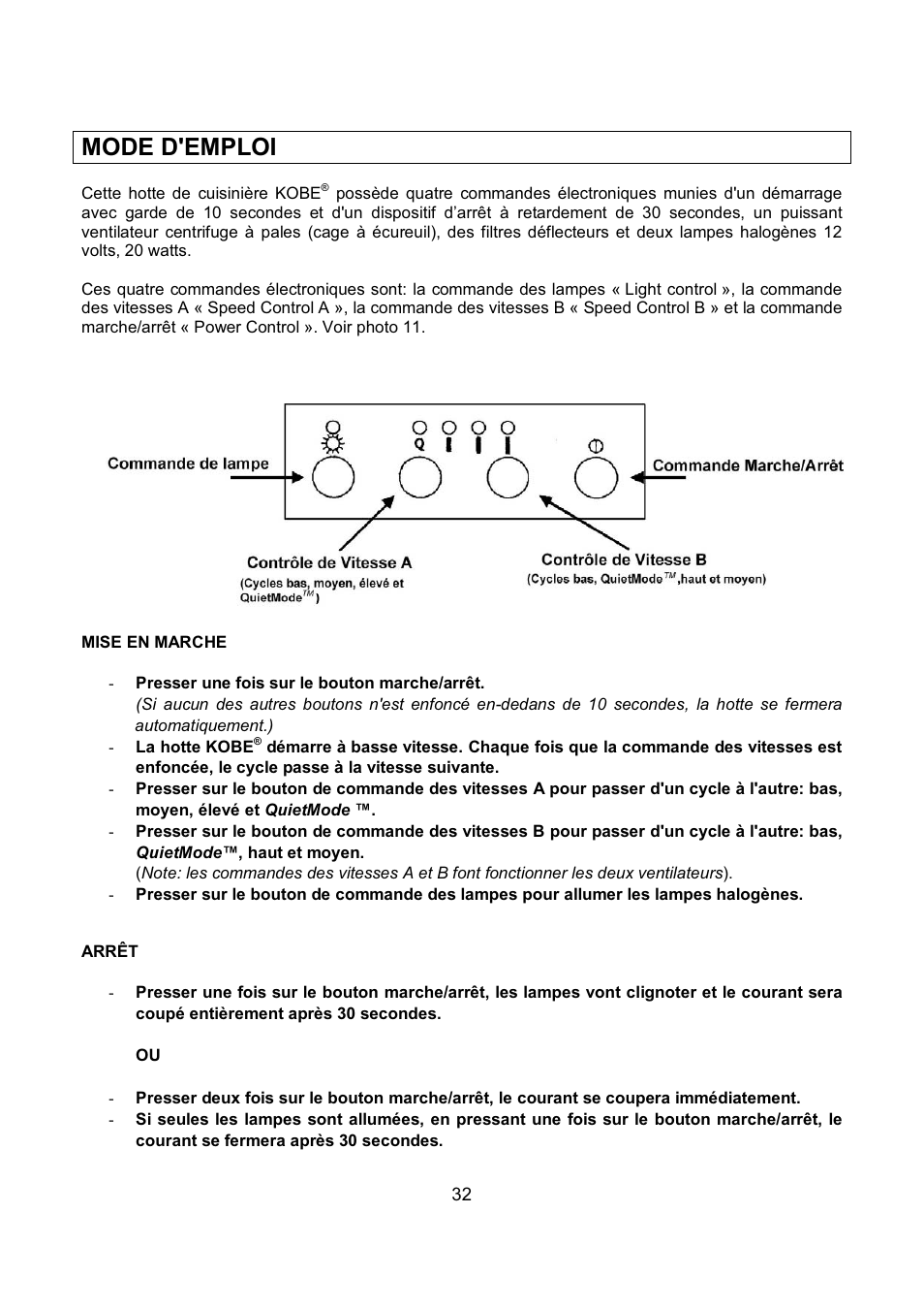 Mode d'emploi | Kobe Range Hoods RA9430SQB User Manual | Page 34 / 71