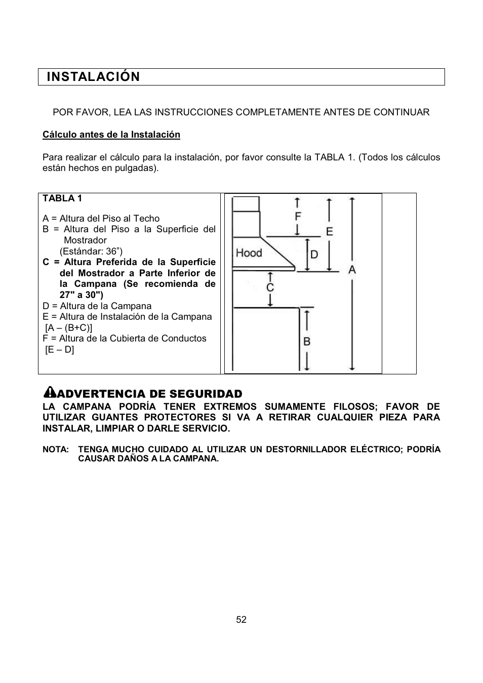Instalación | Kobe Range Hoods RA9430SQB User Manual | Page 54 / 71