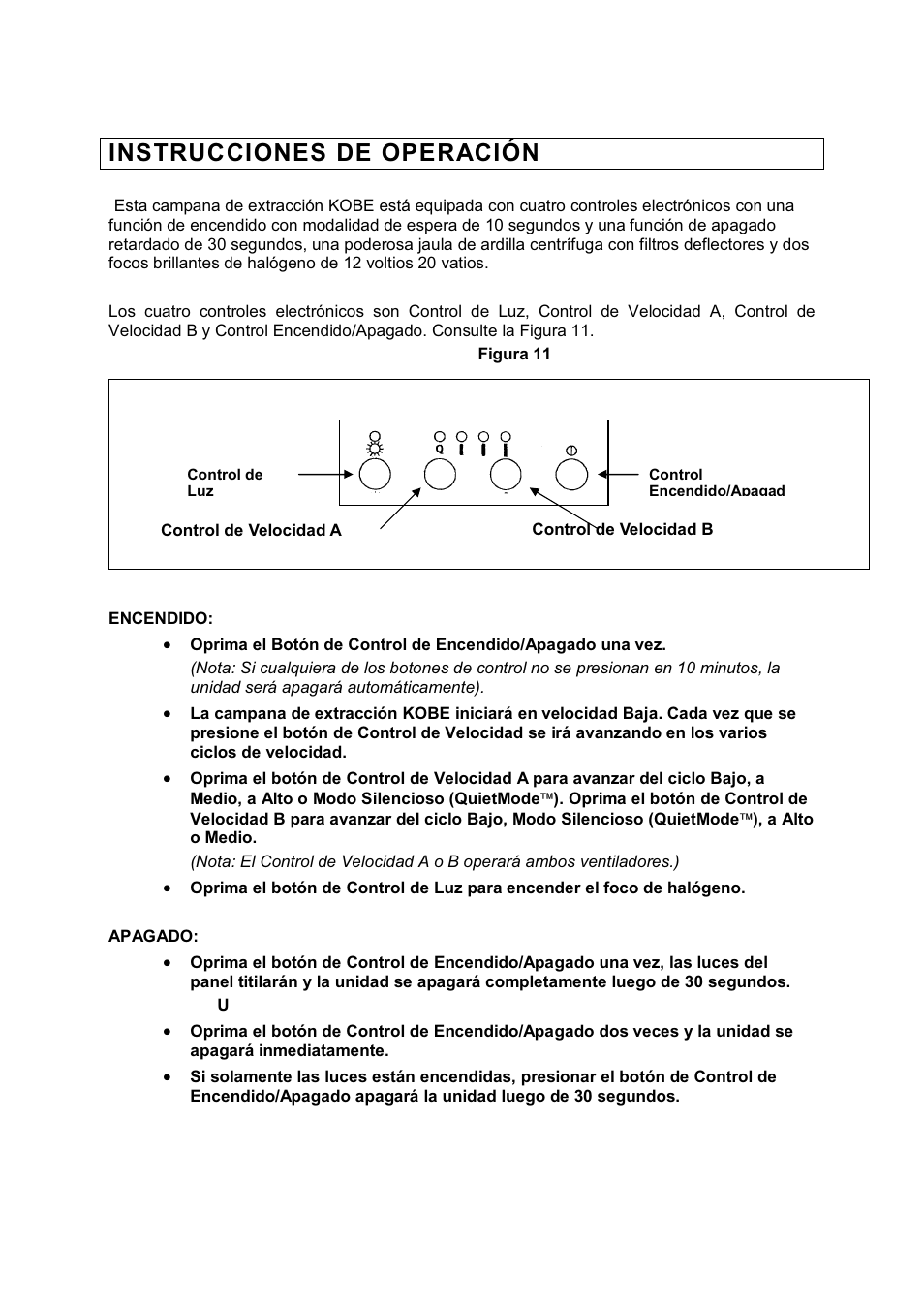 Instrucciones de operación | Kobe Range Hoods RA9430SQB User Manual | Page 58 / 71