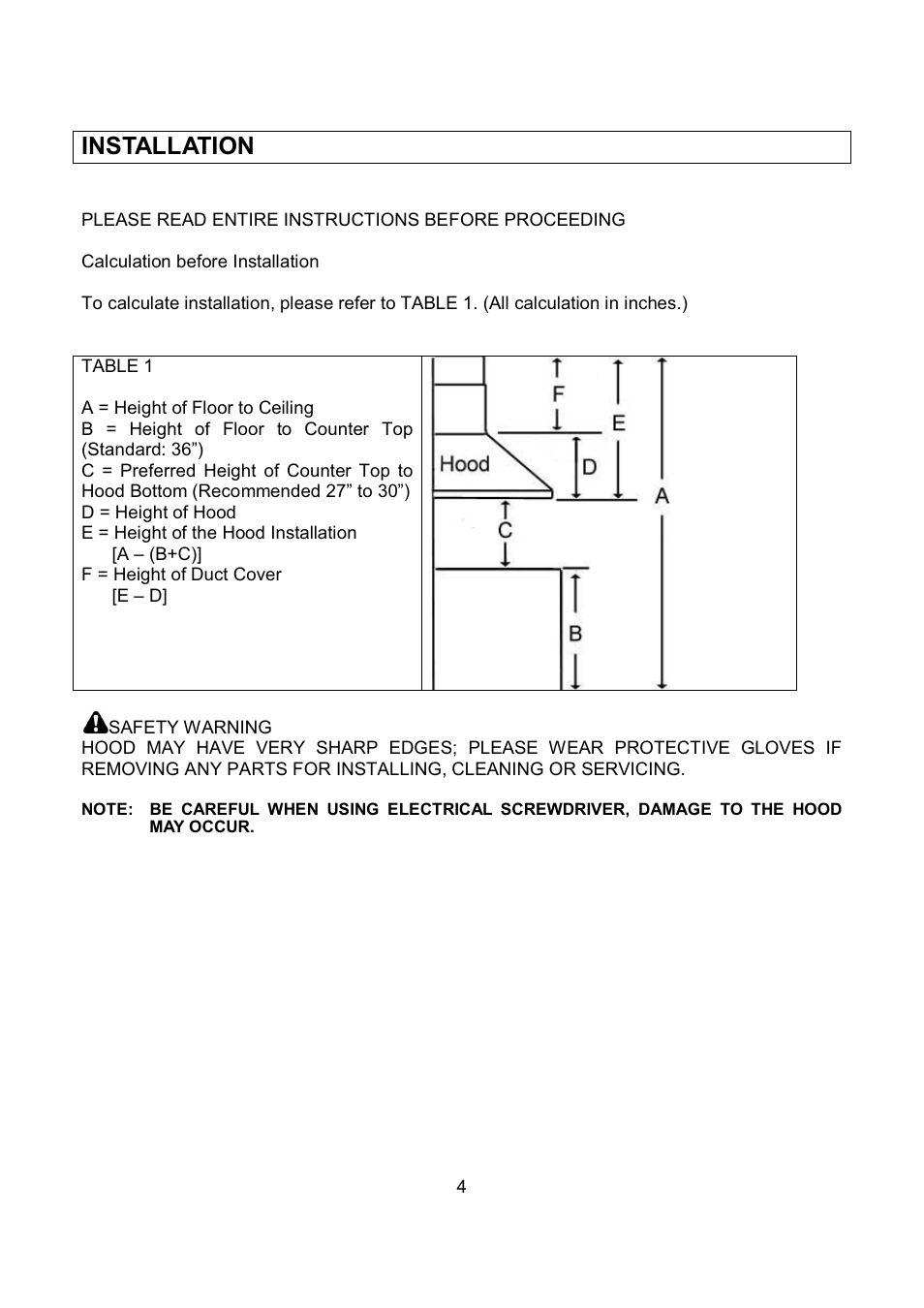 Installation | Kobe Range Hoods RA9430SQB User Manual | Page 6 / 71