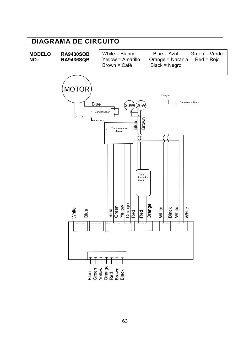 Diagram a de circuito | Kobe Range Hoods RA9430SQB User Manual | Page 65 / 71