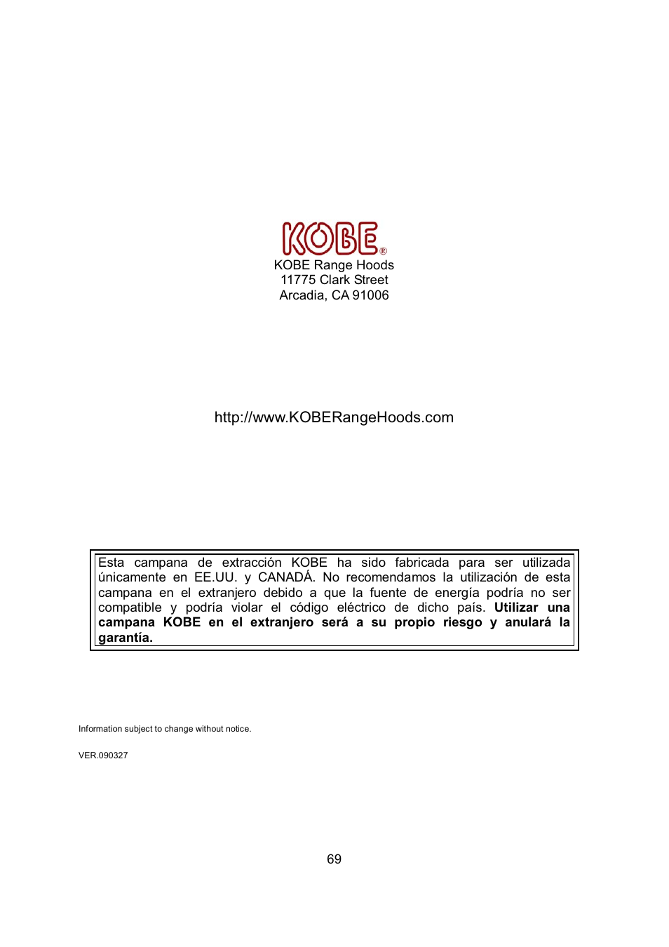 Kobe Range Hoods RA9430SQB User Manual | Page 71 / 71