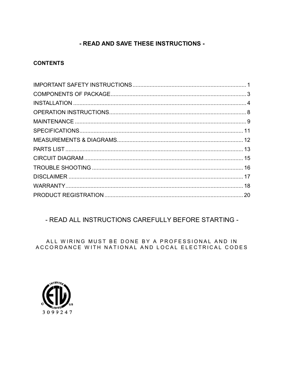 Kobe Range Hoods IS2042GS User Manual | Page 2 / 72