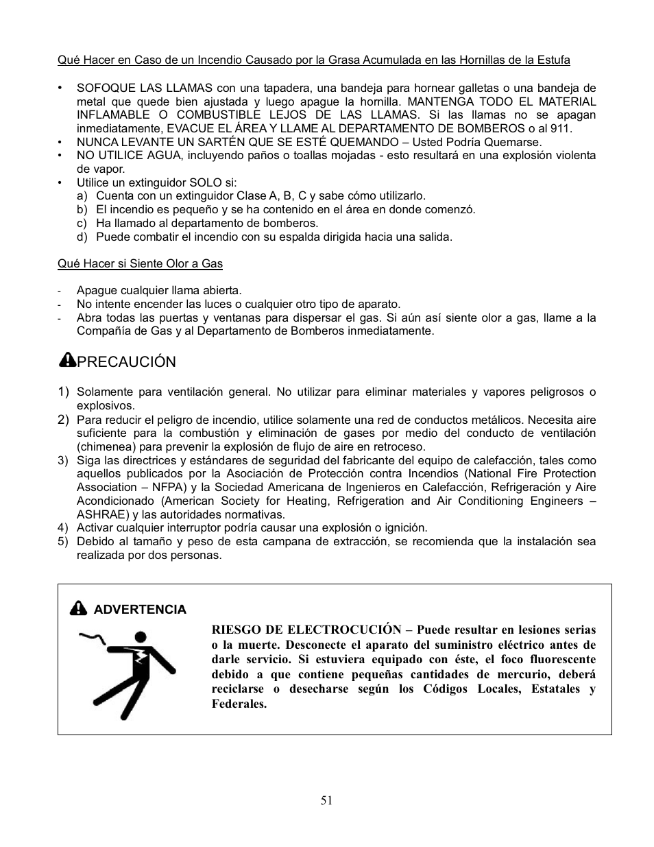 Precaución | Kobe Range Hoods IS2042GS User Manual | Page 53 / 72