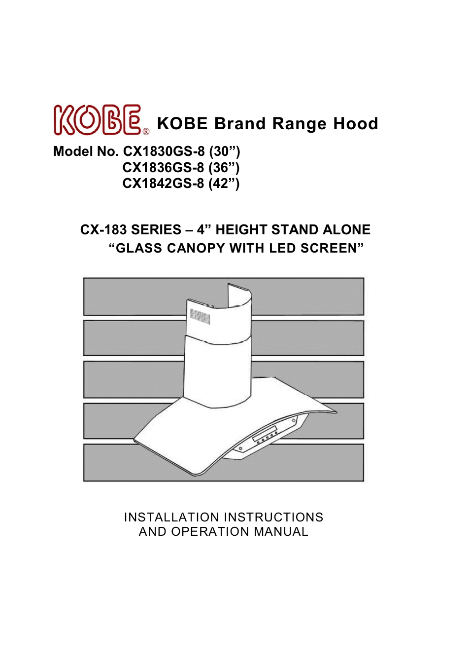 Kobe Range Hoods CX1842GS-8 User Manual | 75 pages