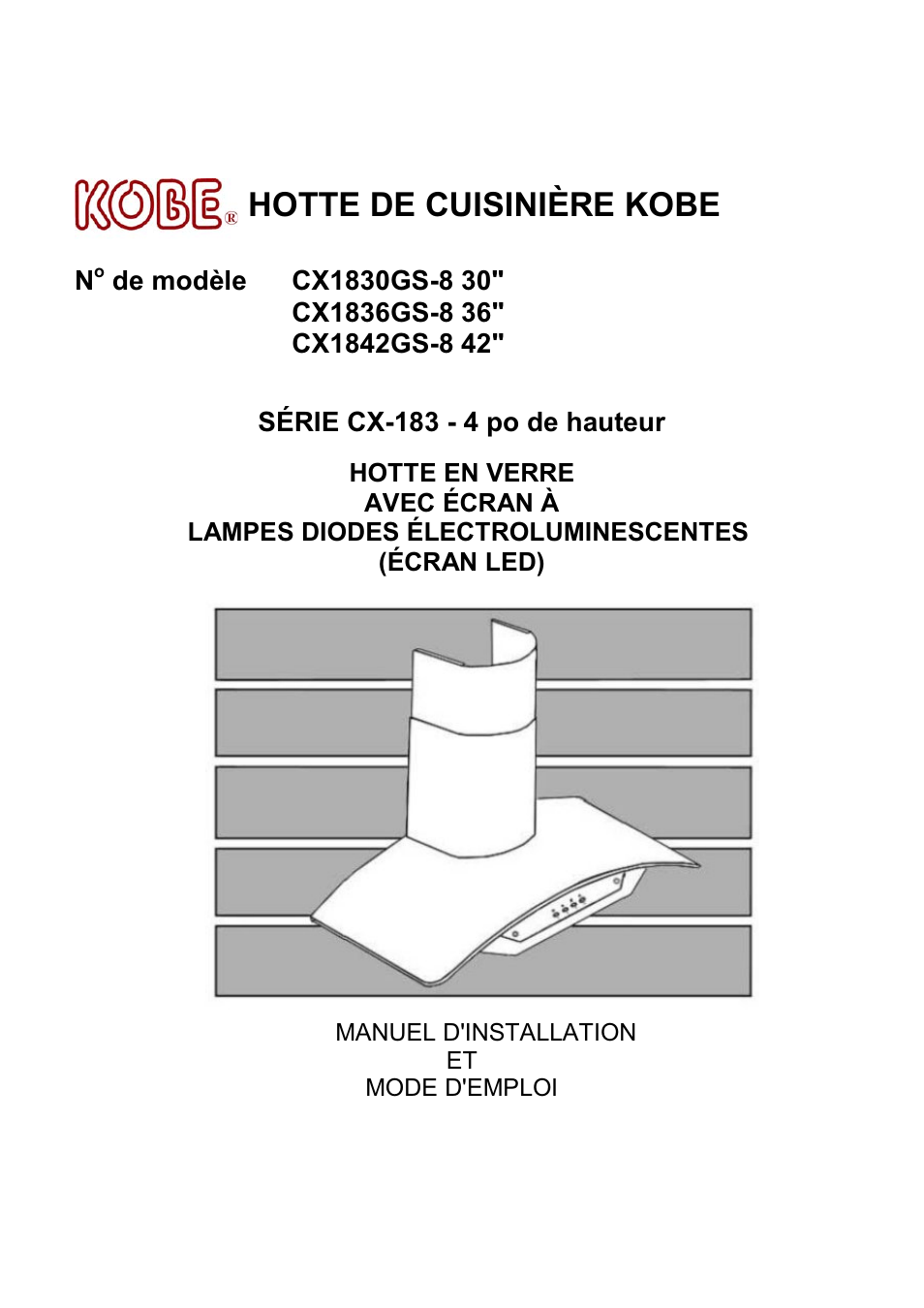 Hotte de cuisinière kobe | Kobe Range Hoods CX1842GS-8 User Manual | Page 26 / 75