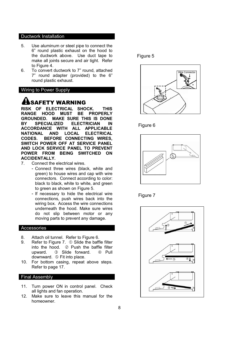Safety warning | Kobe Range Hoods CH9748SQB User Manual | Page 10 / 87
