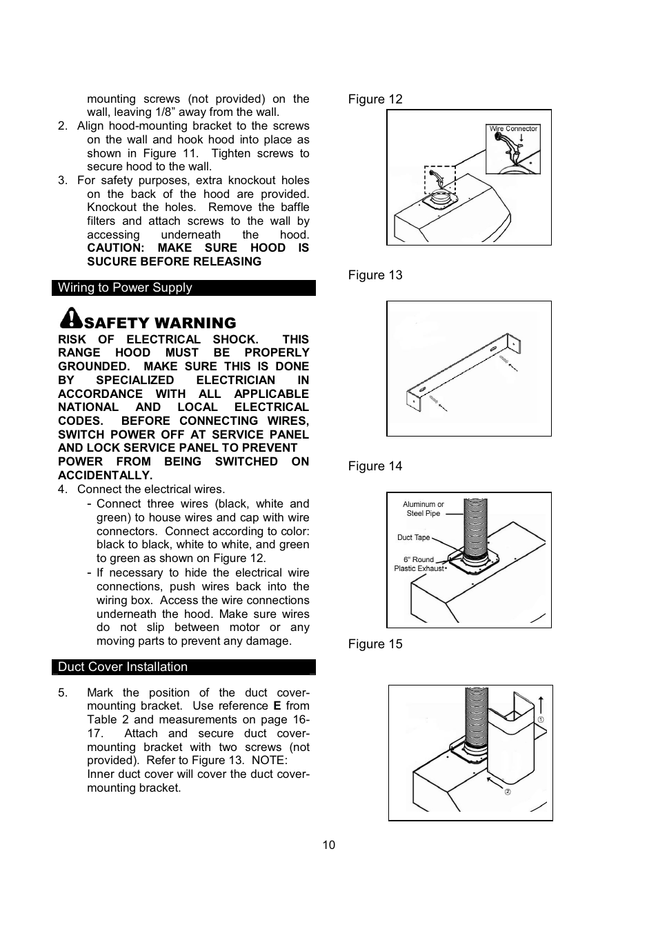 Safety warning | Kobe Range Hoods CH9748SQB User Manual | Page 12 / 87