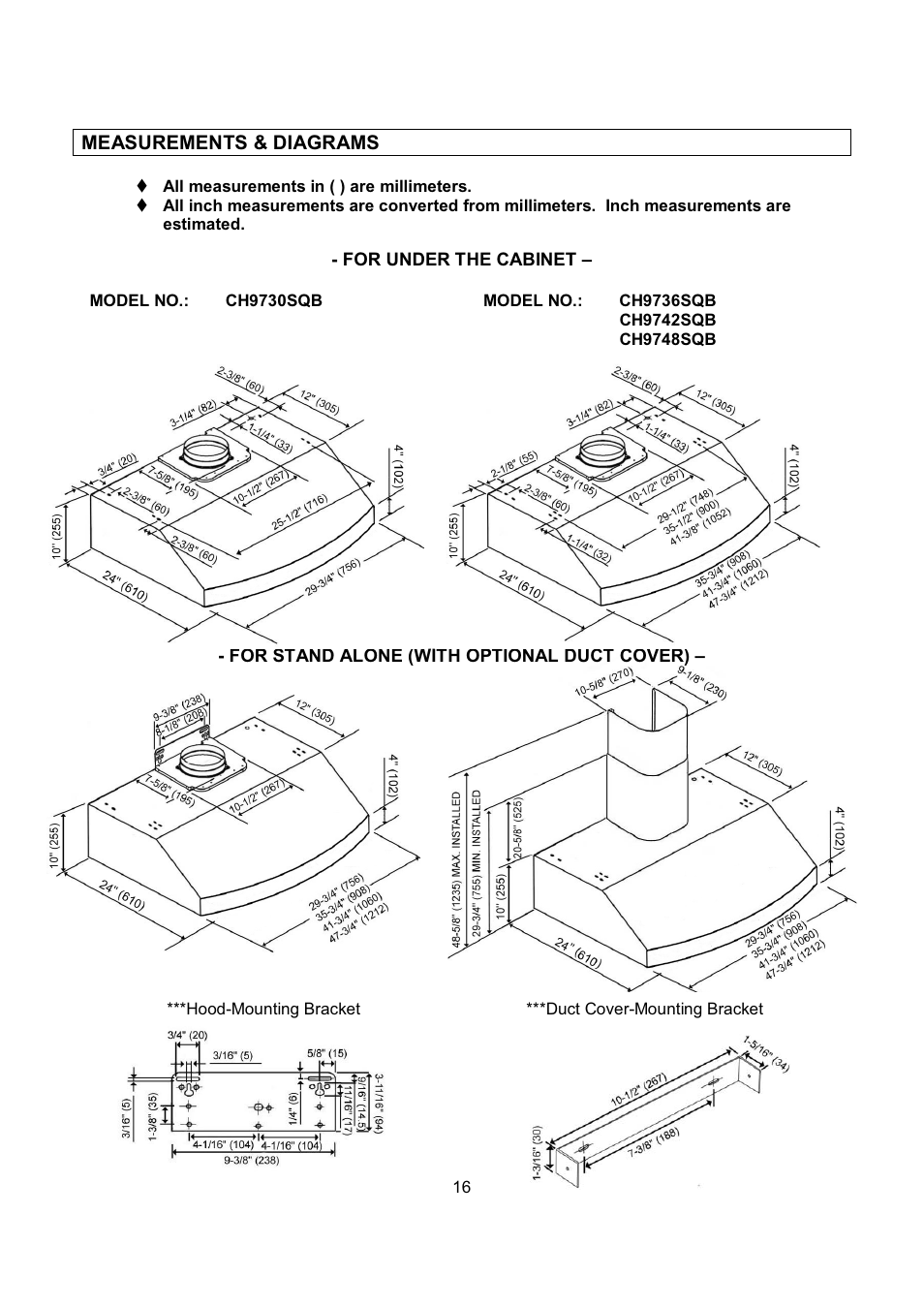 Kobe Range Hoods CH9748SQB User Manual | Page 18 / 87