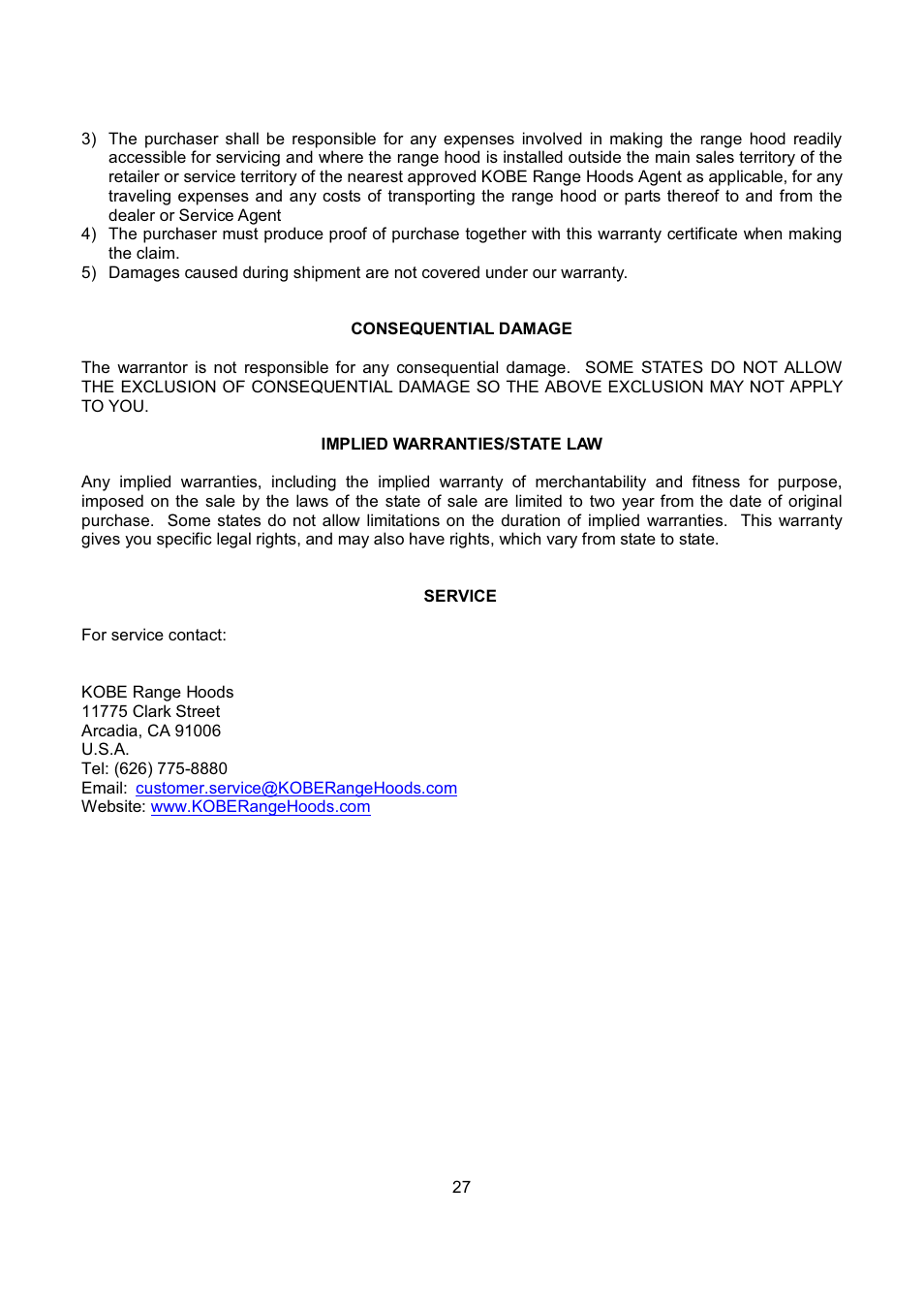 Kobe Range Hoods CH9748SQB User Manual | Page 29 / 87