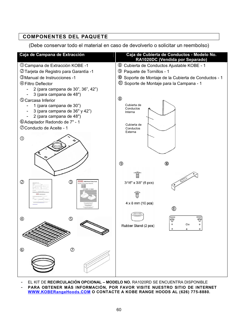 Kobe Range Hoods CH9748SQB User Manual | Page 62 / 87