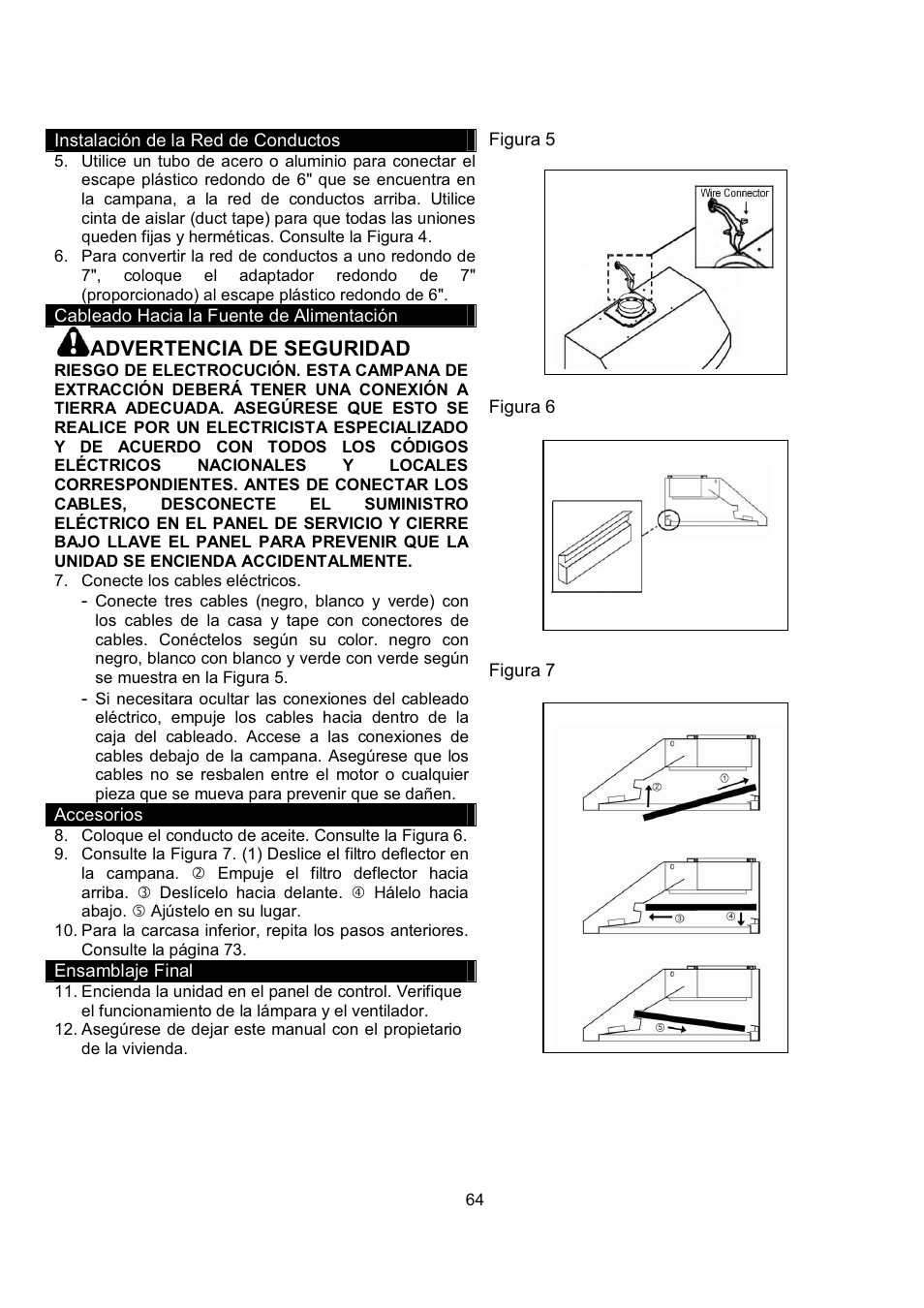 Advertencia de seguridad | Kobe Range Hoods CH9748SQB User Manual | Page 66 / 87