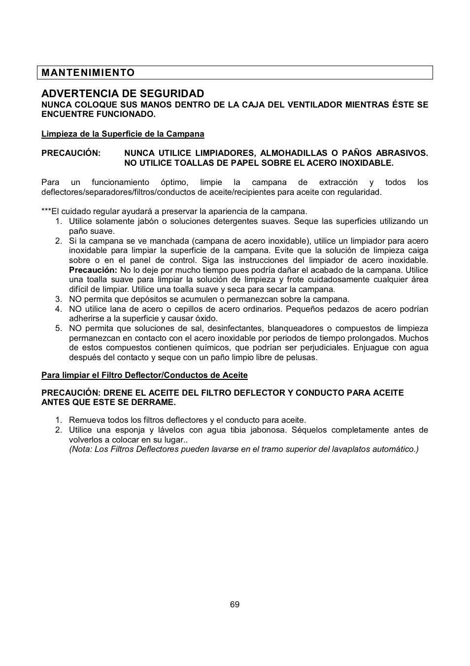 Advertencia de seguridad | Kobe Range Hoods CH9748SQB User Manual | Page 71 / 87