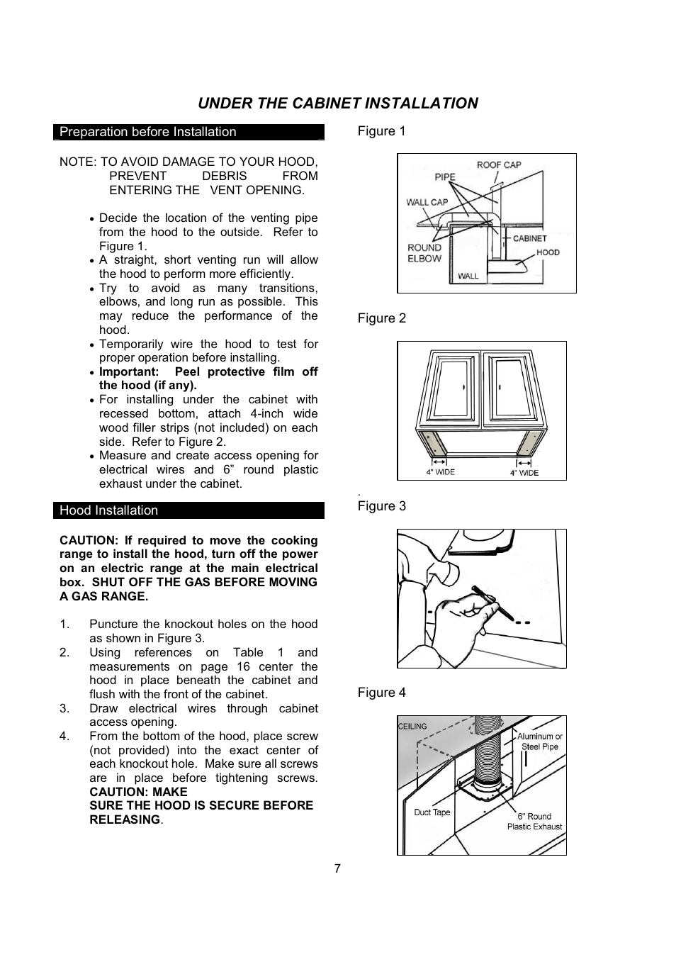 Under the cabinet installation | Kobe Range Hoods CH9748SQB User Manual | Page 9 / 87
