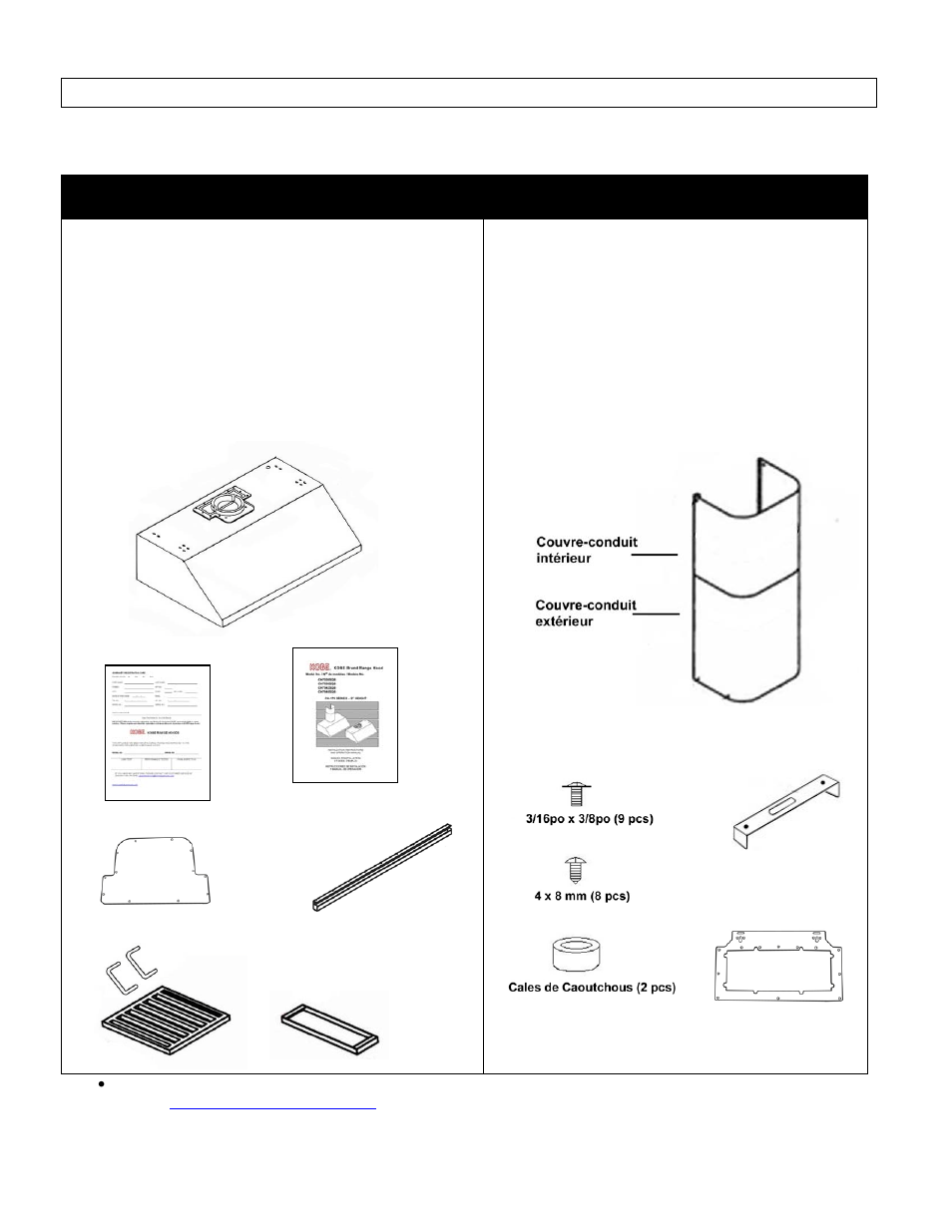 Contenu de la boîte | Kobe Range Hoods CH7948SQB User Manual | Page 39 / 102