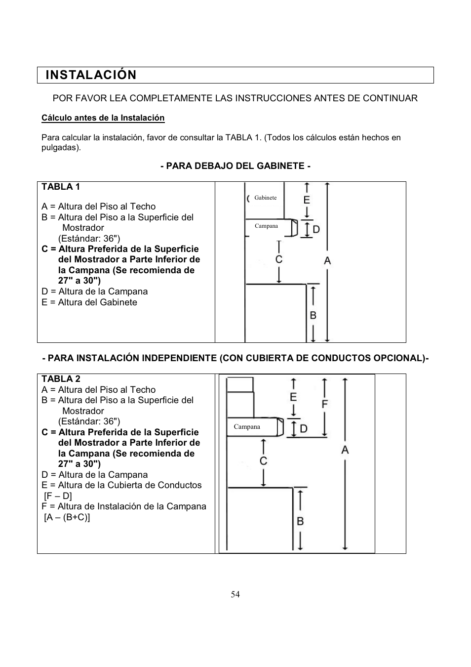 Instalación | Kobe Range Hoods RA3836SQD User Manual | Page 56 / 75