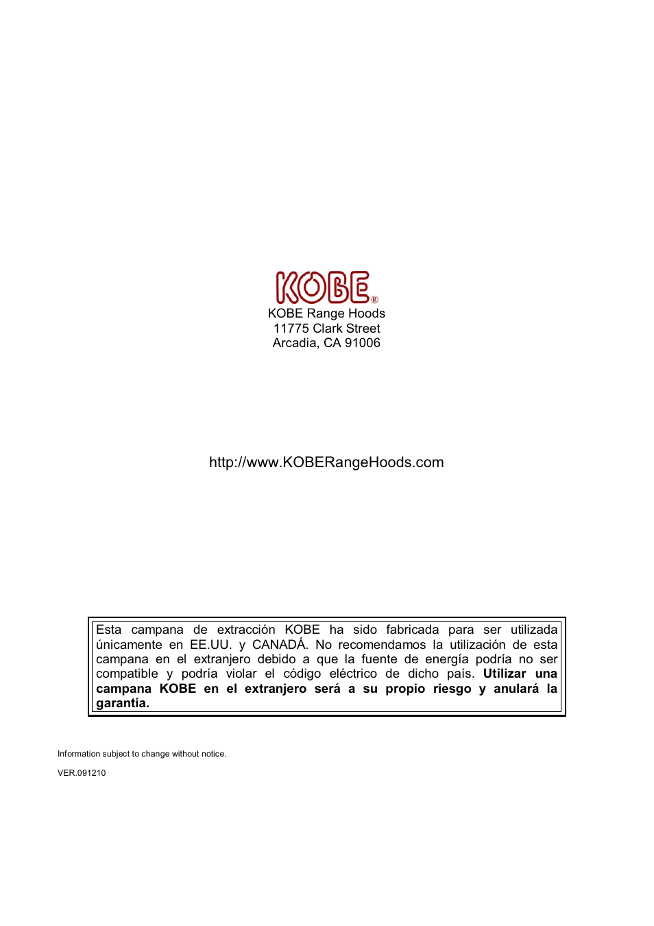 Kobe Range Hoods RA3836SQD User Manual | Page 75 / 75