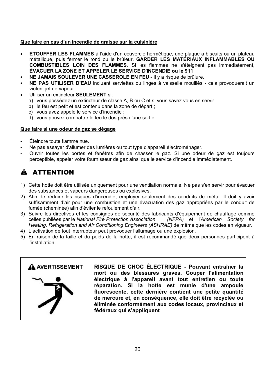 Attention | Kobe Range Hoods IS2336SQ User Manual | Page 28 / 72