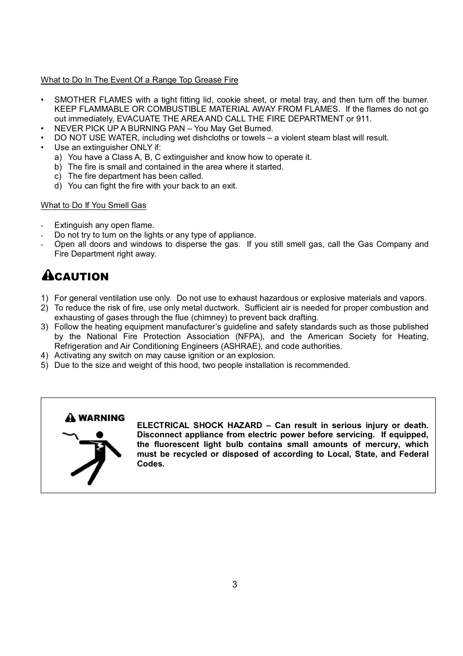 Caution | Kobe Range Hoods IS2336SQ User Manual | Page 5 / 72